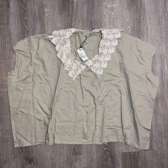 Jaded Gypsy Lace Collar Linen Shirt - Picture 6 of 8